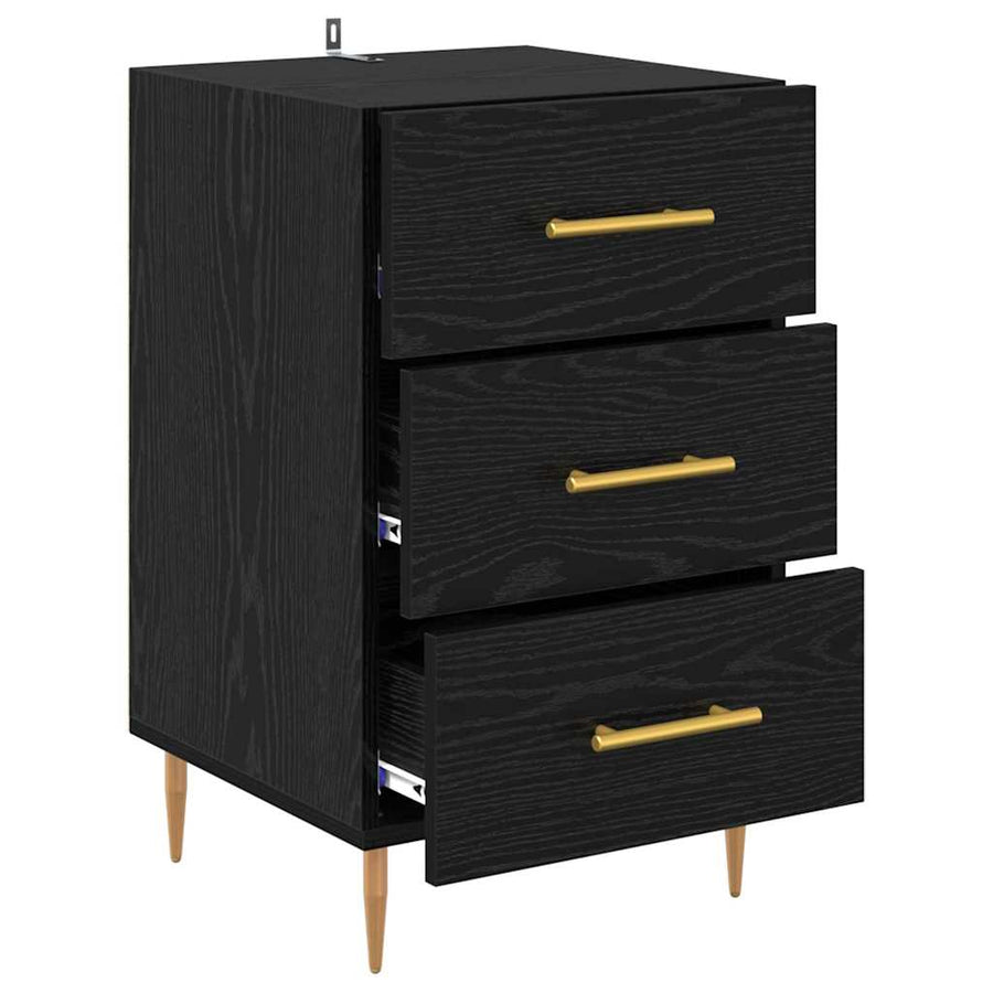 Nachtkastje met lade Zwart Eiken 40 x 40 x 66 cm Bewerkt hout