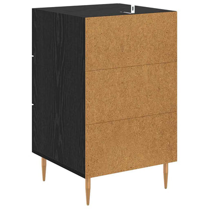 Nachtkastje met lade Zwart Eiken 40 x 40 x 66 cm Bewerkt hout
