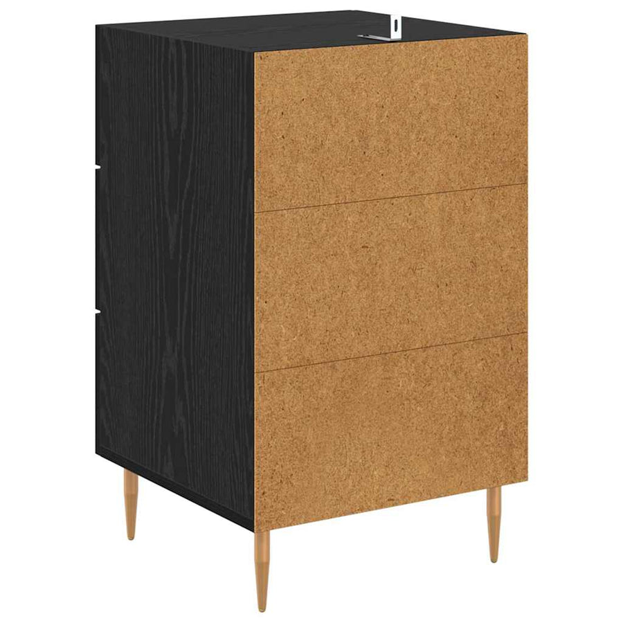Nachtkastje met lade Zwart Eiken 40 x 40 x 66 cm Bewerkt hout