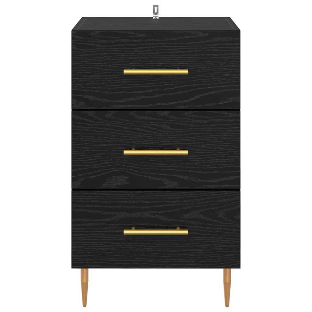 Nachtkastje met lade Zwart Eiken 40 x 40 x 66 cm Bewerkt hout