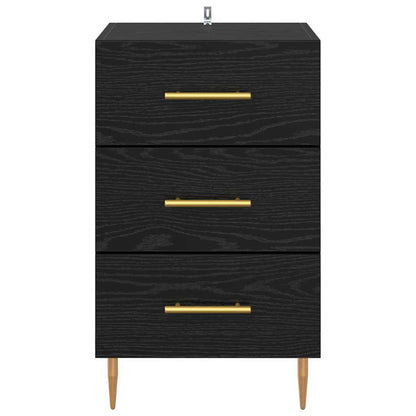 Nachtkastje met lade Zwart Eiken 40 x 40 x 66 cm Bewerkt hout