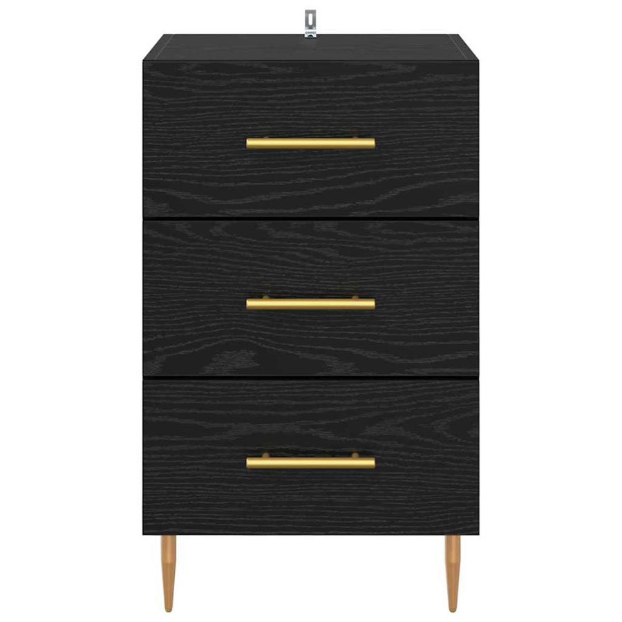 Nachtkastje met lade Zwart Eiken 40 x 40 x 66 cm Bewerkt hout