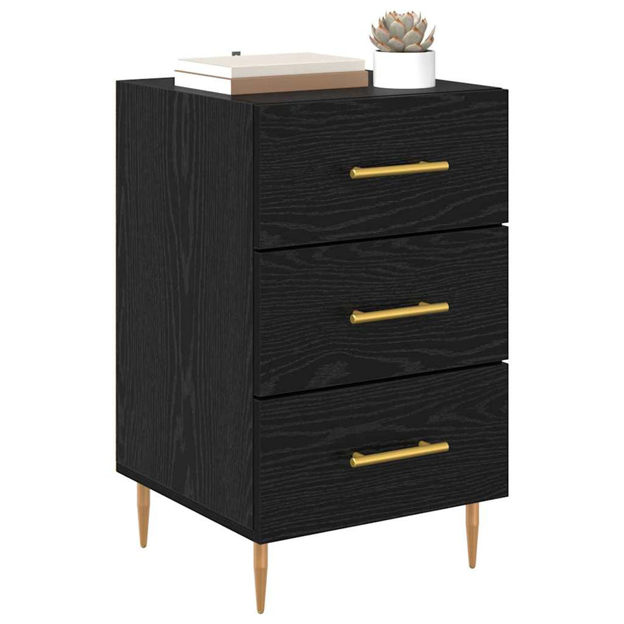 Nachtkastje met lade Zwart Eiken 40 x 40 x 66 cm Bewerkt hout