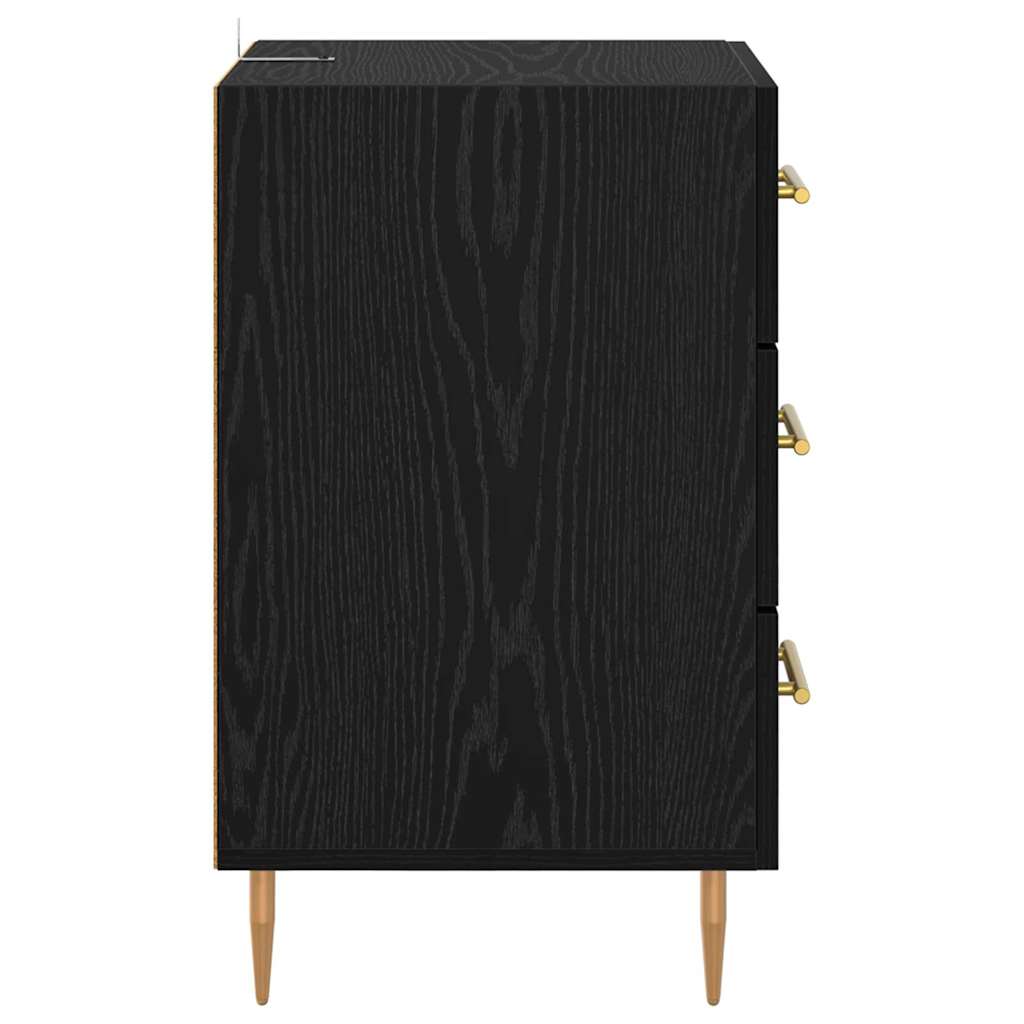 Nachtkastje met lade Zwart Eiken 40 x 40 x 66 cm Bewerkt hout