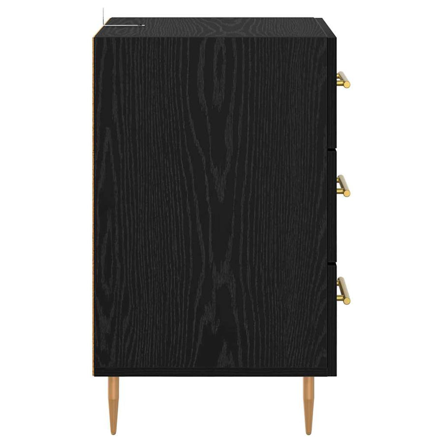 Nachtkastje met lade Zwart Eiken 40 x 40 x 66 cm Bewerkt hout