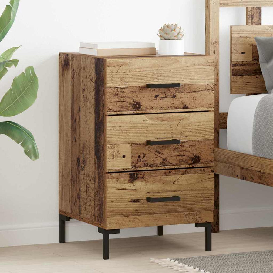 Nachtkastje met lade Oudhout 40 x 40 x 66 cm Bewerkt hout