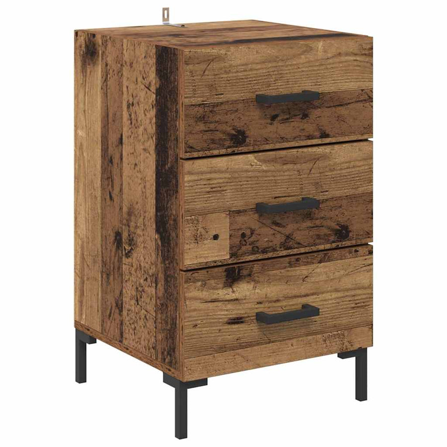 Nachtkastje met lade Oudhout 40 x 40 x 66 cm Bewerkt hout