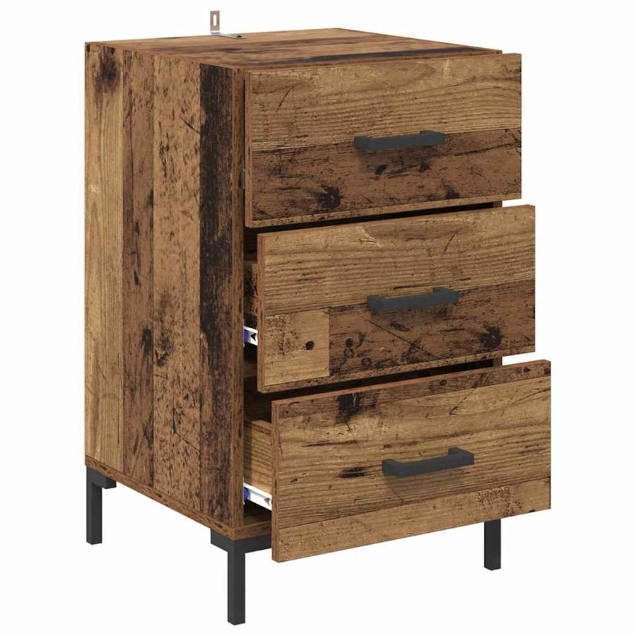 Nachtkastje met lade Oudhout 40 x 40 x 66 cm Bewerkt hout