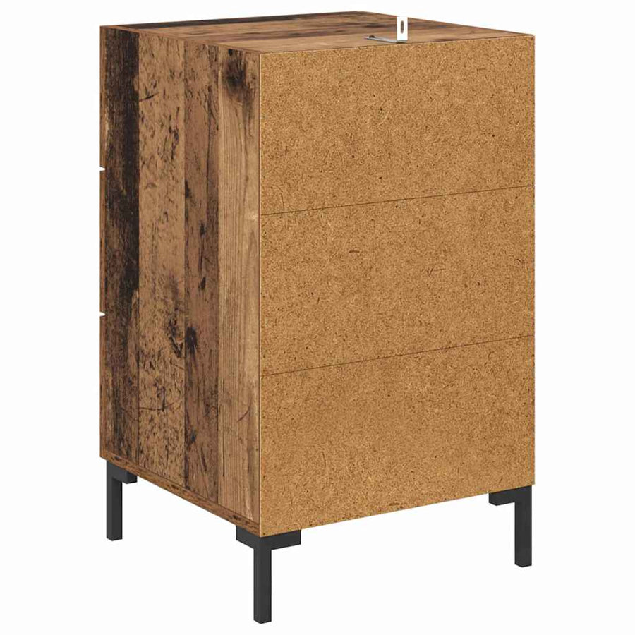 Nachtkastje met lade Oudhout 40 x 40 x 66 cm Bewerkt hout