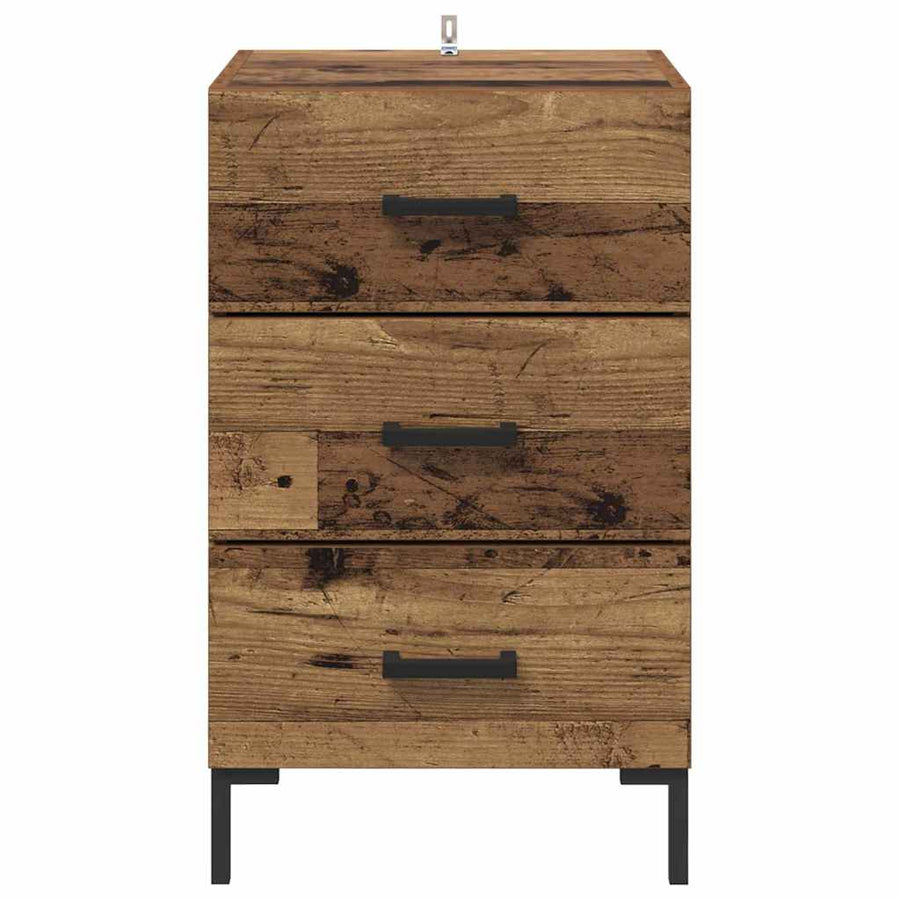 Nachtkastje met lade Oudhout 40 x 40 x 66 cm Bewerkt hout