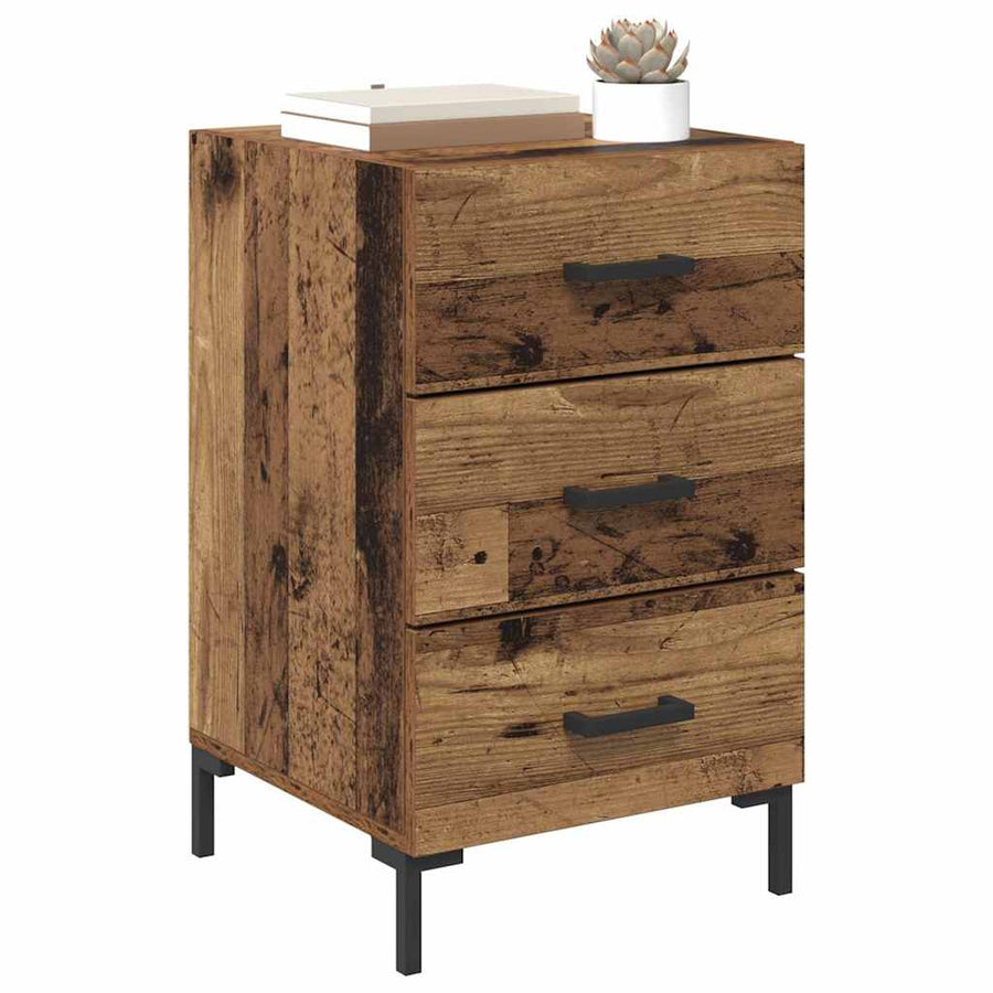 Nachtkastje met lade Oudhout 40 x 40 x 66 cm Bewerkt hout