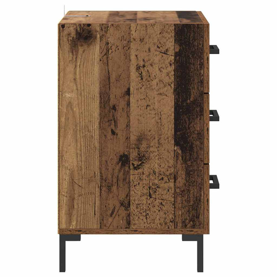 Nachtkastje met lade Oudhout 40 x 40 x 66 cm Bewerkt hout