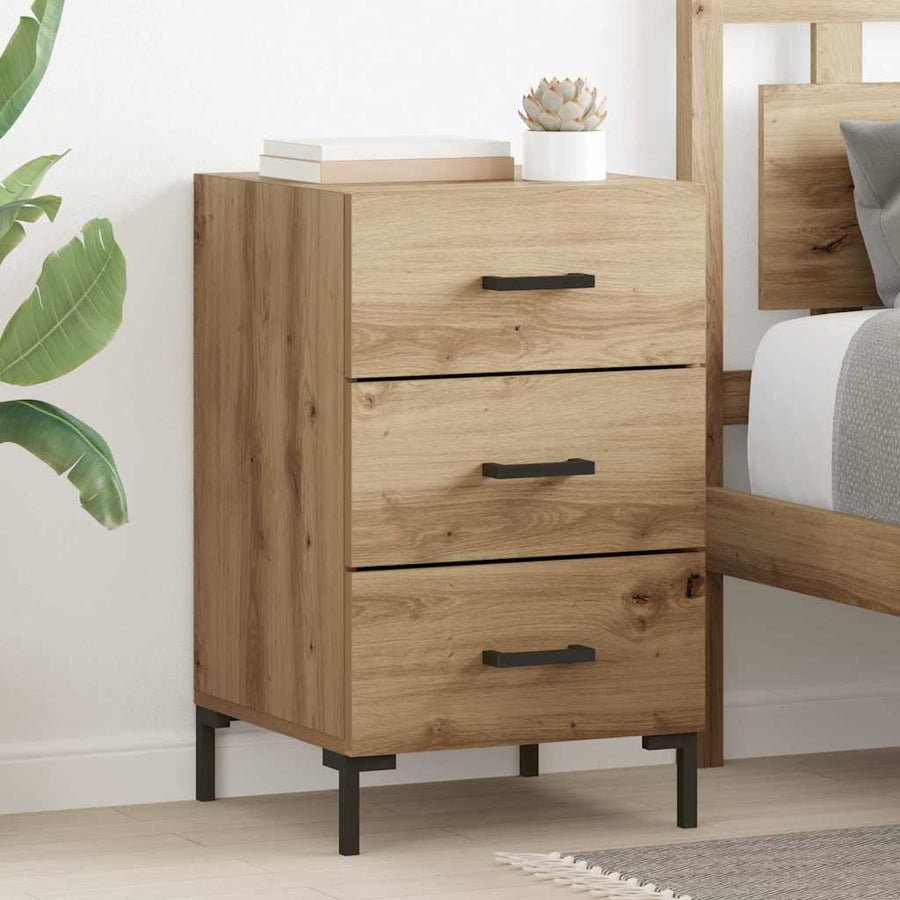 Nachtkastje met lade Artisan Eiken 40 x 40 x 66 cm Bewerkt hout