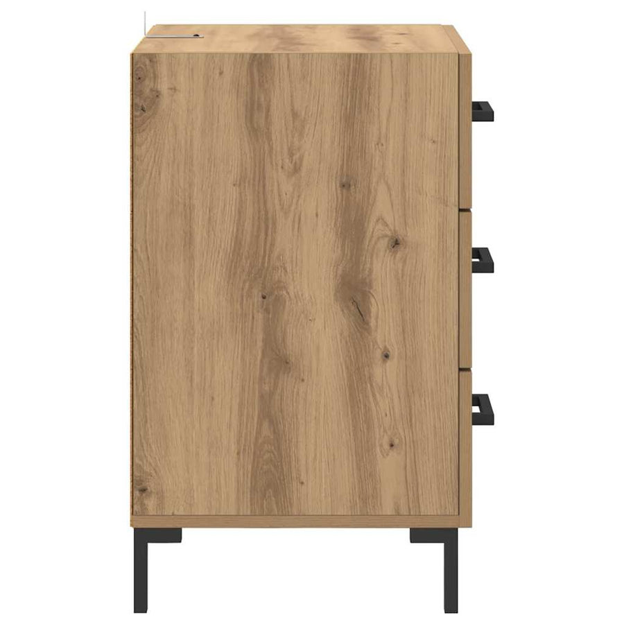 Nachtkastje met lade Artisan Eiken 40 x 40 x 66 cm Bewerkt hout