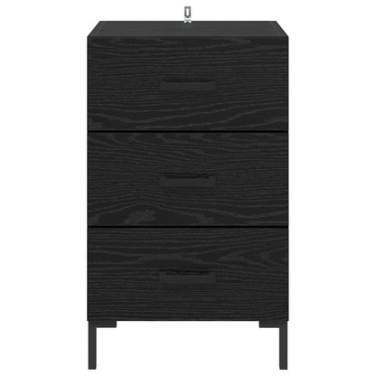 Nachtkastje met lade Zwart Eiken 40 x 40 x 66 cm Bewerkt hout