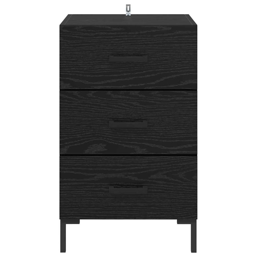 Nachtkastje met lade Zwart Eiken 40 x 40 x 66 cm Bewerkt hout