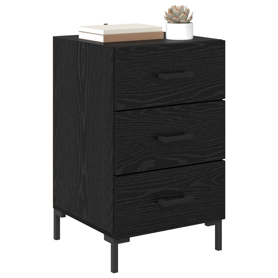 Nachtkastje met lade Zwart Eiken 40 x 40 x 66 cm Bewerkt hout