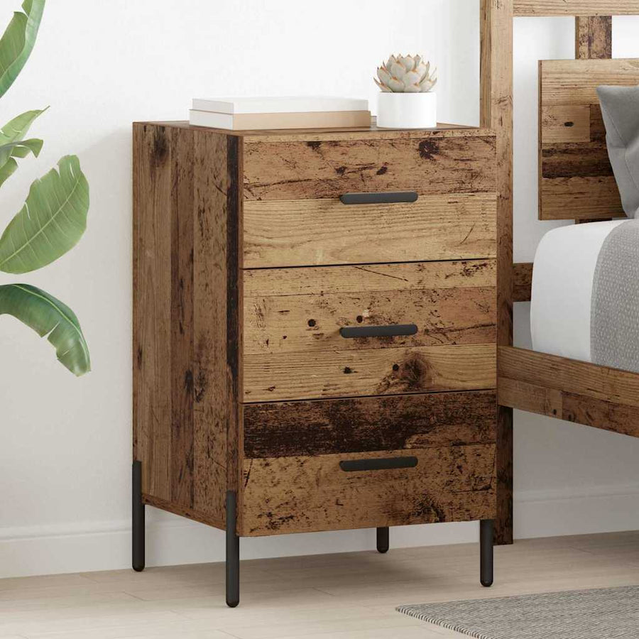 Nachtkastje met lade Oudhout 40 x 40 x 66 cm Bewerkt hout