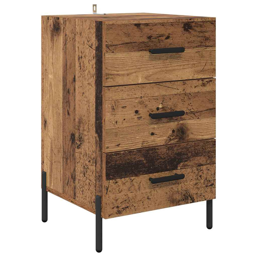 Nachtkastje met lade Oudhout 40 x 40 x 66 cm Bewerkt hout
