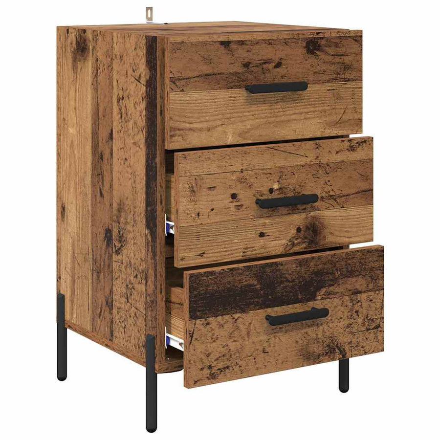 Nachtkastje met lade Oudhout 40 x 40 x 66 cm Bewerkt hout