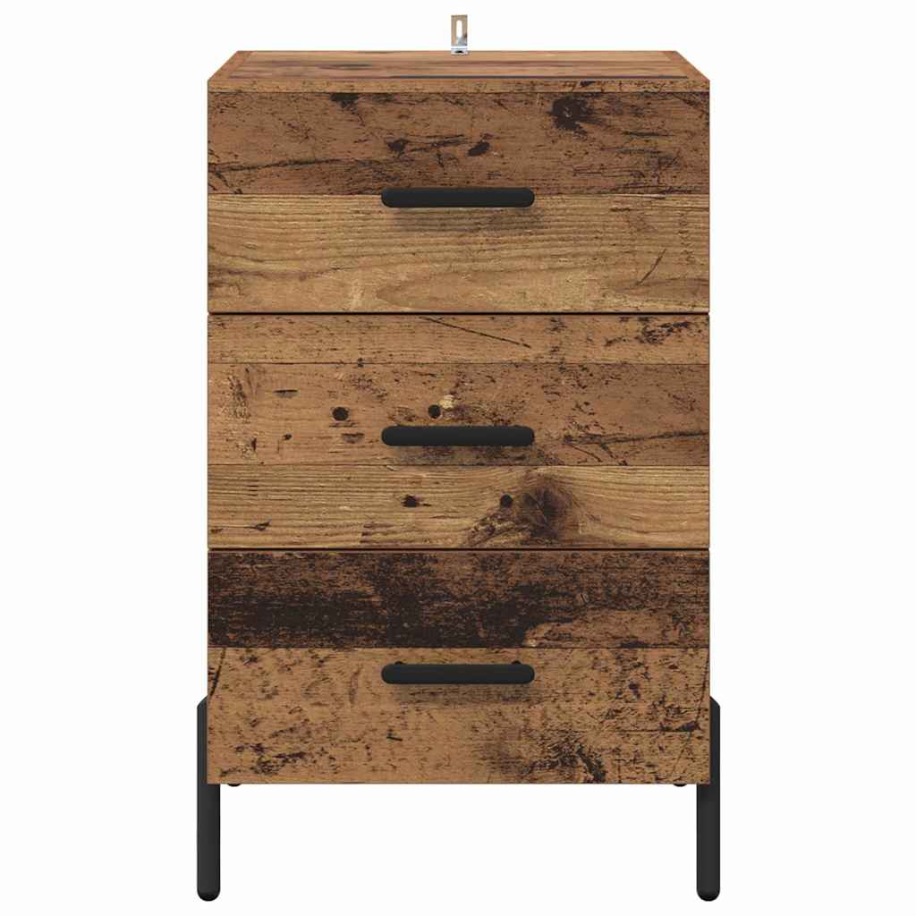 Nachtkastje met lade Oudhout 40 x 40 x 66 cm Bewerkt hout