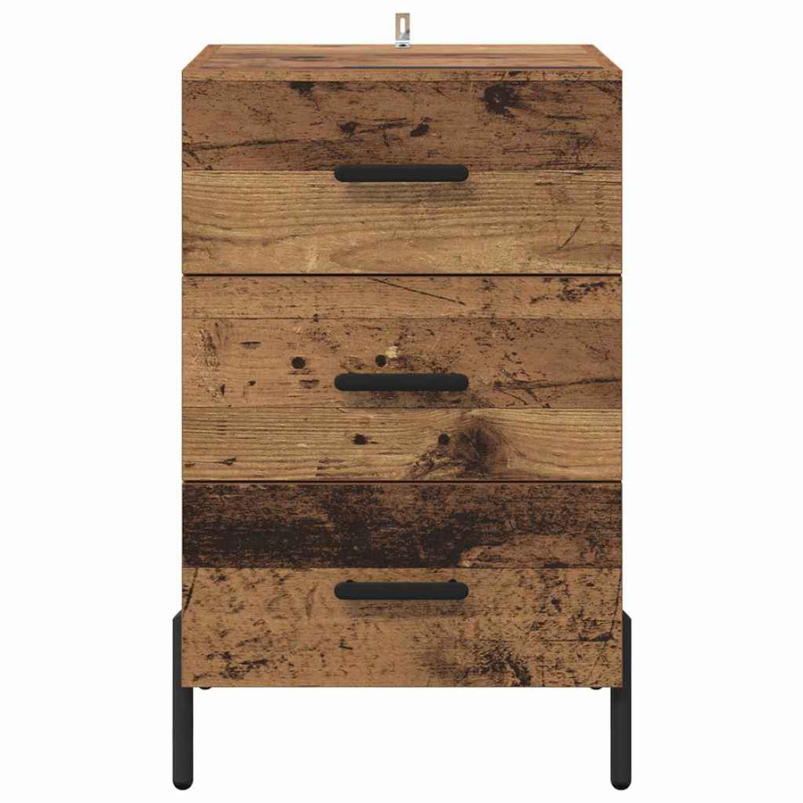 Nachtkastje met lade Oudhout 40 x 40 x 66 cm Bewerkt hout