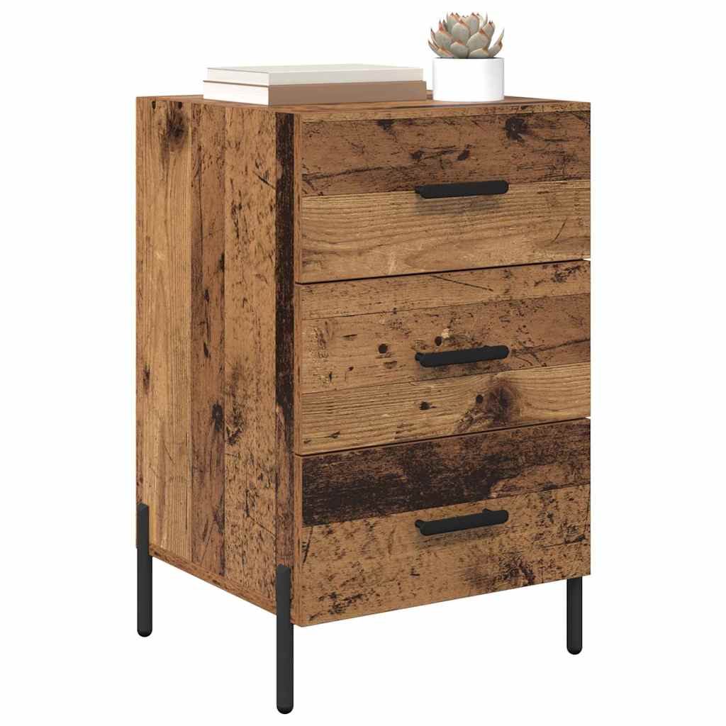 Nachtkastje met lade Oudhout 40 x 40 x 66 cm Bewerkt hout