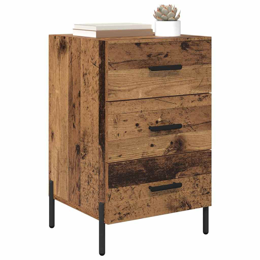 Nachtkastje met lade Oudhout 40 x 40 x 66 cm Bewerkt hout
