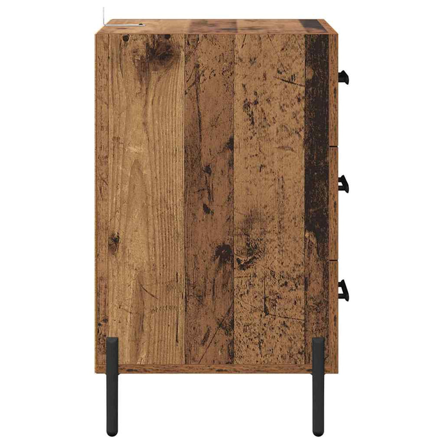Nachtkastje met lade Oudhout 40 x 40 x 66 cm Bewerkt hout