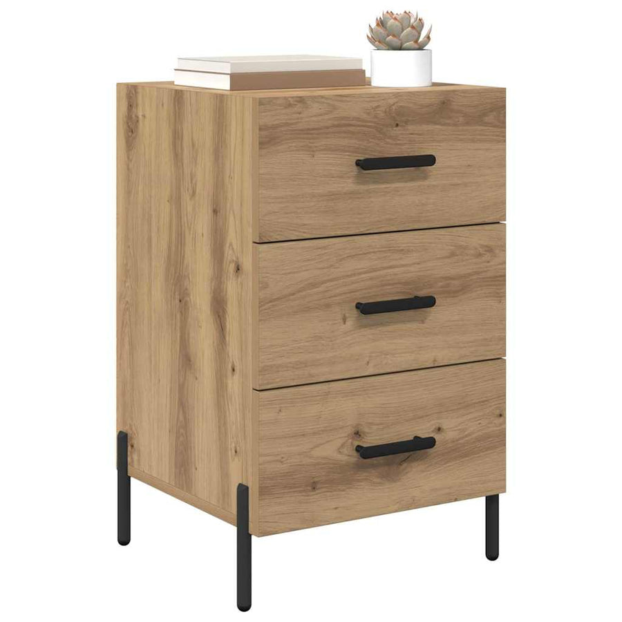 Nachtkastje met lade Artisan Eiken 40 x 40 x 66 cm Bewerkt hout