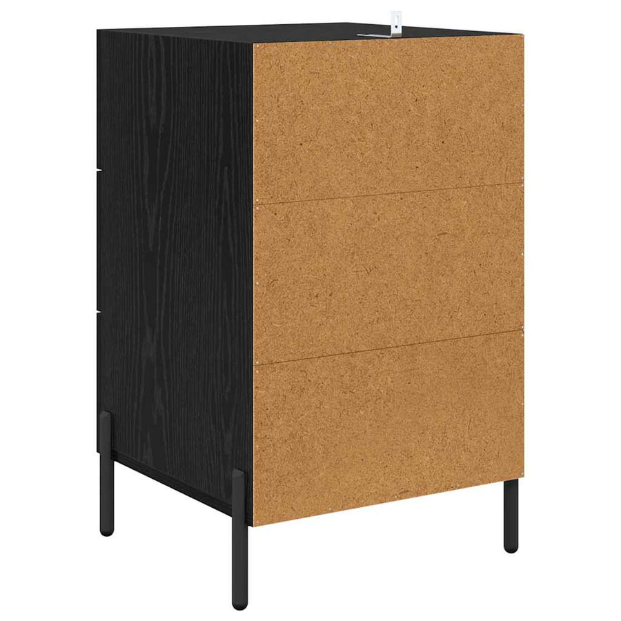 Nachtkastje met lade Zwart Eiken 40 x 40 x 66 cm Bewerkt hout