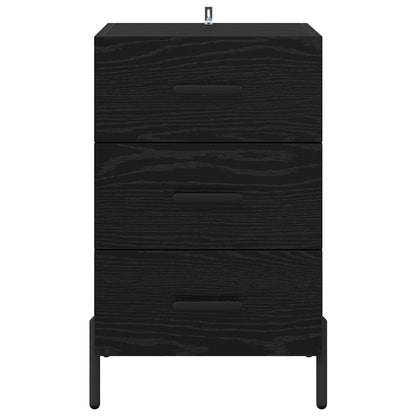 Nachtkastje met lade Zwart Eiken 40 x 40 x 66 cm Bewerkt hout