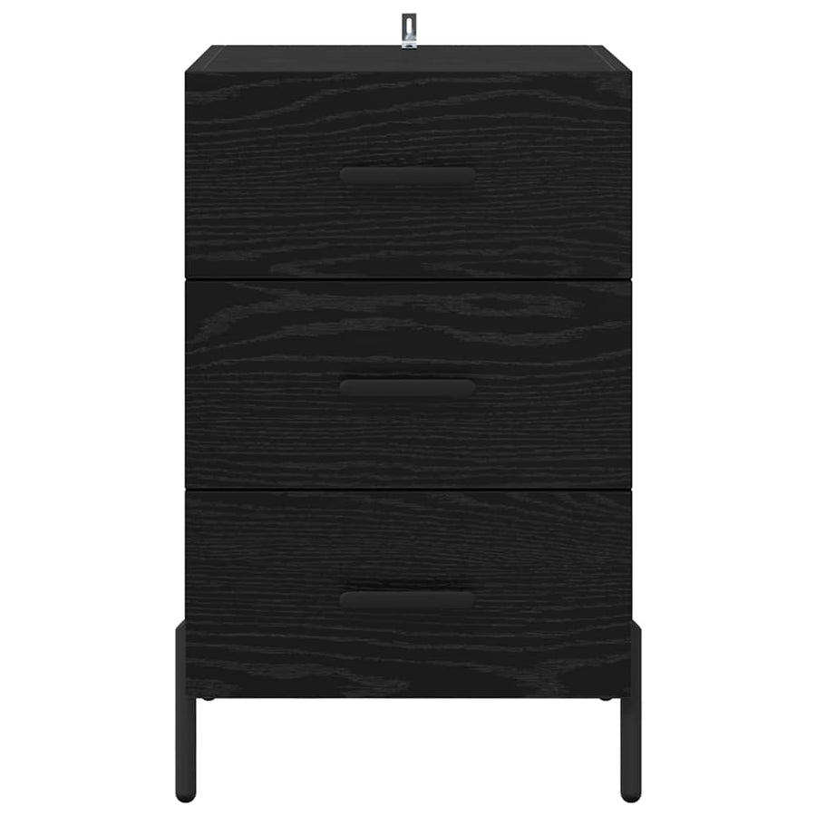 Nachtkastje met lade Zwart Eiken 40 x 40 x 66 cm Bewerkt hout
