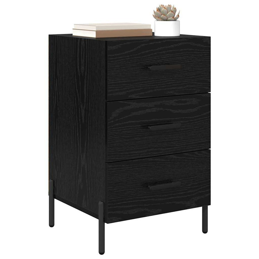 Nachtkastje met lade Zwart Eiken 40 x 40 x 66 cm Bewerkt hout