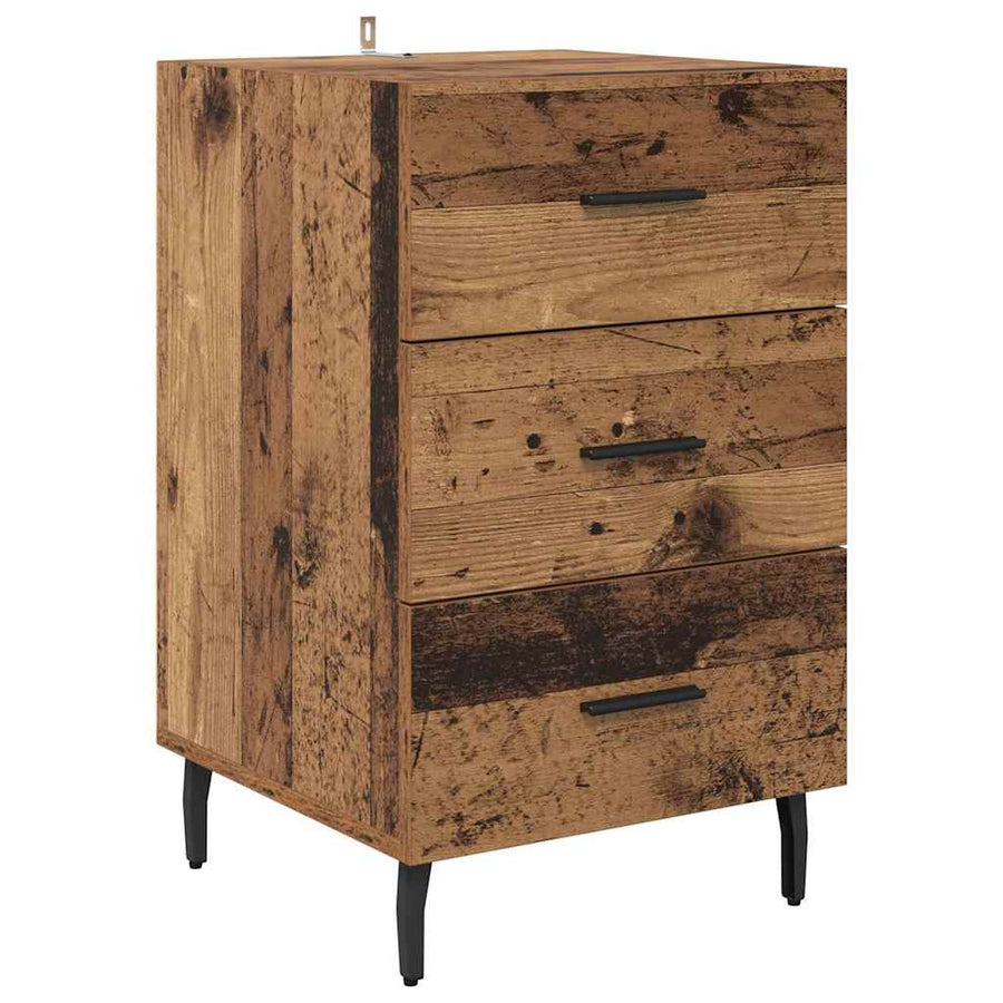 Nachtkastje met lade Oudhout 40 x 40 x 66 cm Bewerkt hout