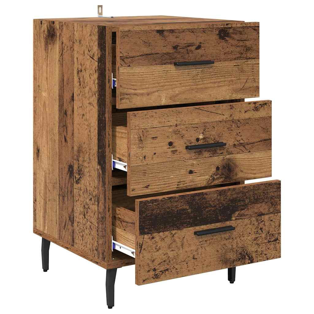 Nachtkastje met lade Oudhout 40 x 40 x 66 cm Bewerkt hout