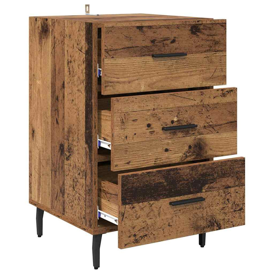 Nachtkastje met lade Oudhout 40 x 40 x 66 cm Bewerkt hout
