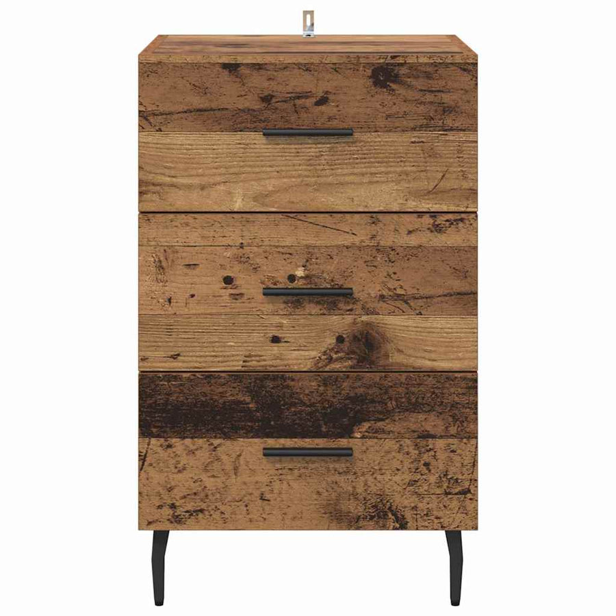 Nachtkastje met lade Oudhout 40 x 40 x 66 cm Bewerkt hout