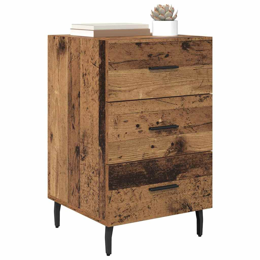 Nachtkastje met lade Oudhout 40 x 40 x 66 cm Bewerkt hout