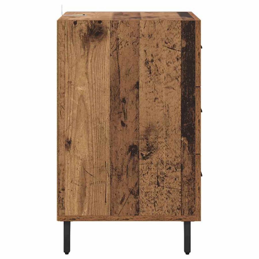 Nachtkastje met lade Oudhout 40 x 40 x 66 cm Bewerkt hout