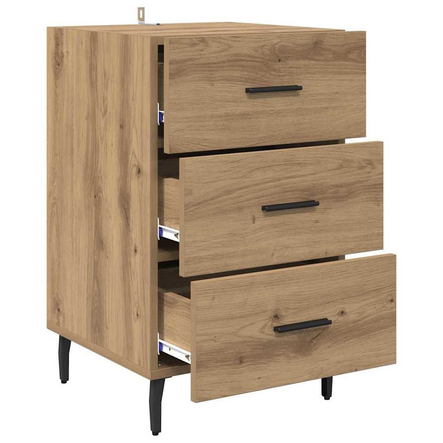 Nachtkastje met lade Artisan Eiken 40 x 40 x 66 cm Bewerkt hout