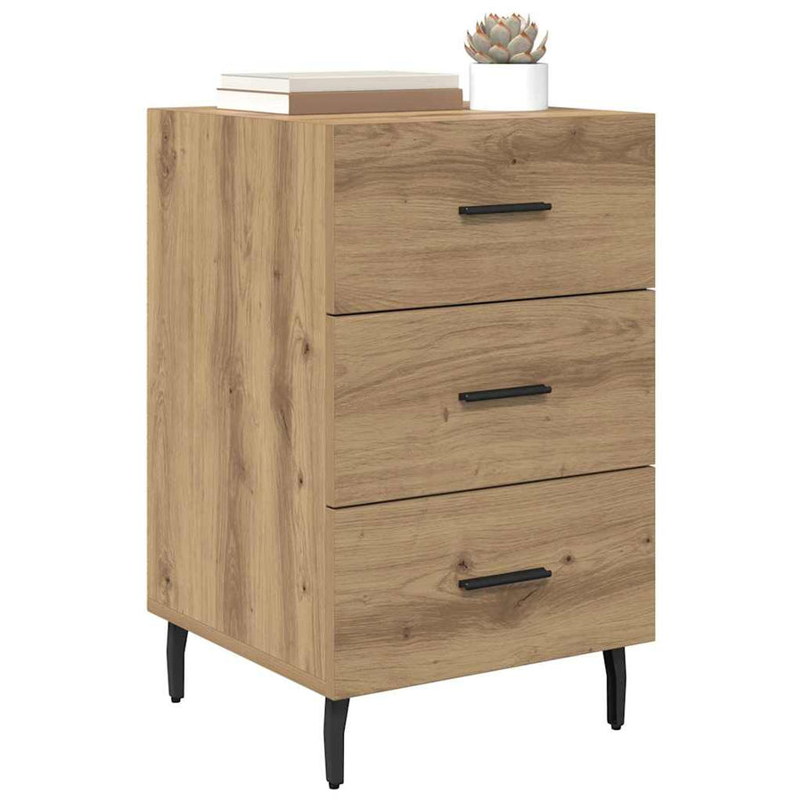 Nachtkastje met lade Artisan Eiken 40 x 40 x 66 cm Bewerkt hout