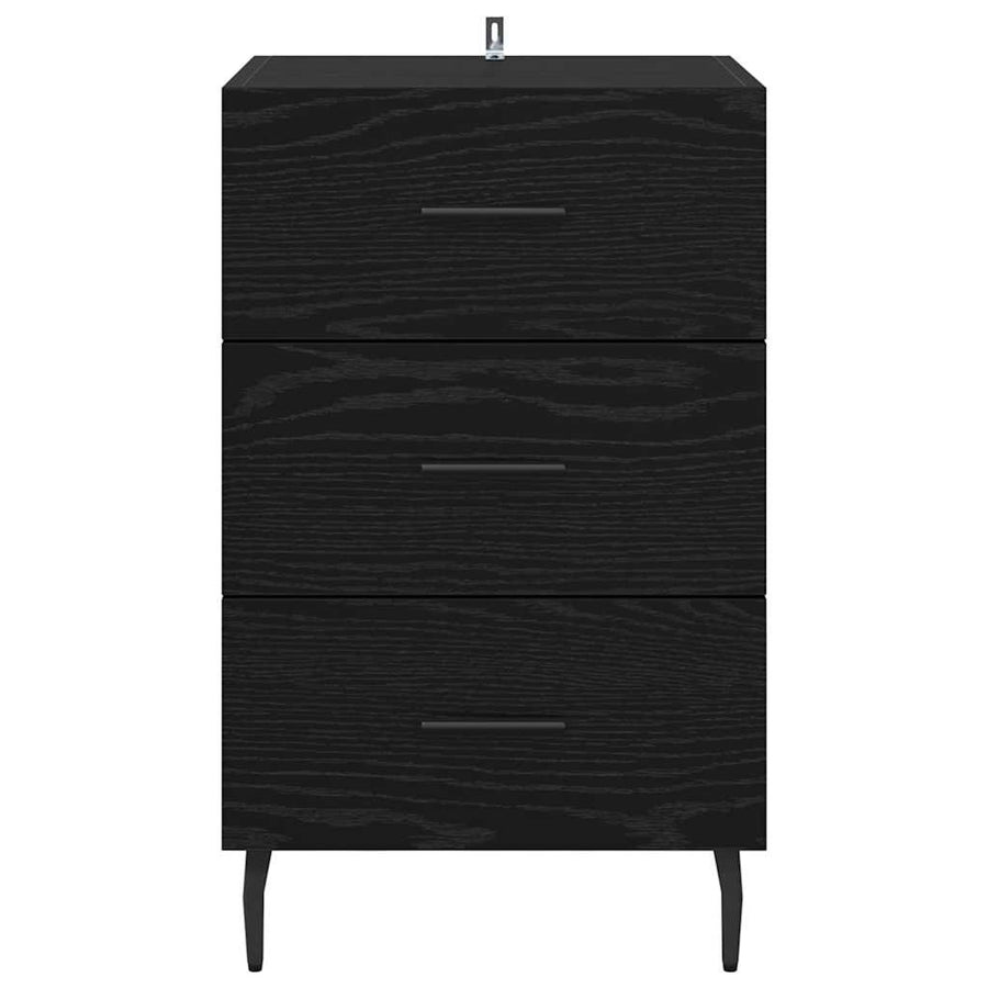 Nachtkastje met lade Zwart Eiken 40 x 40 x 66 cm Bewerkt hout