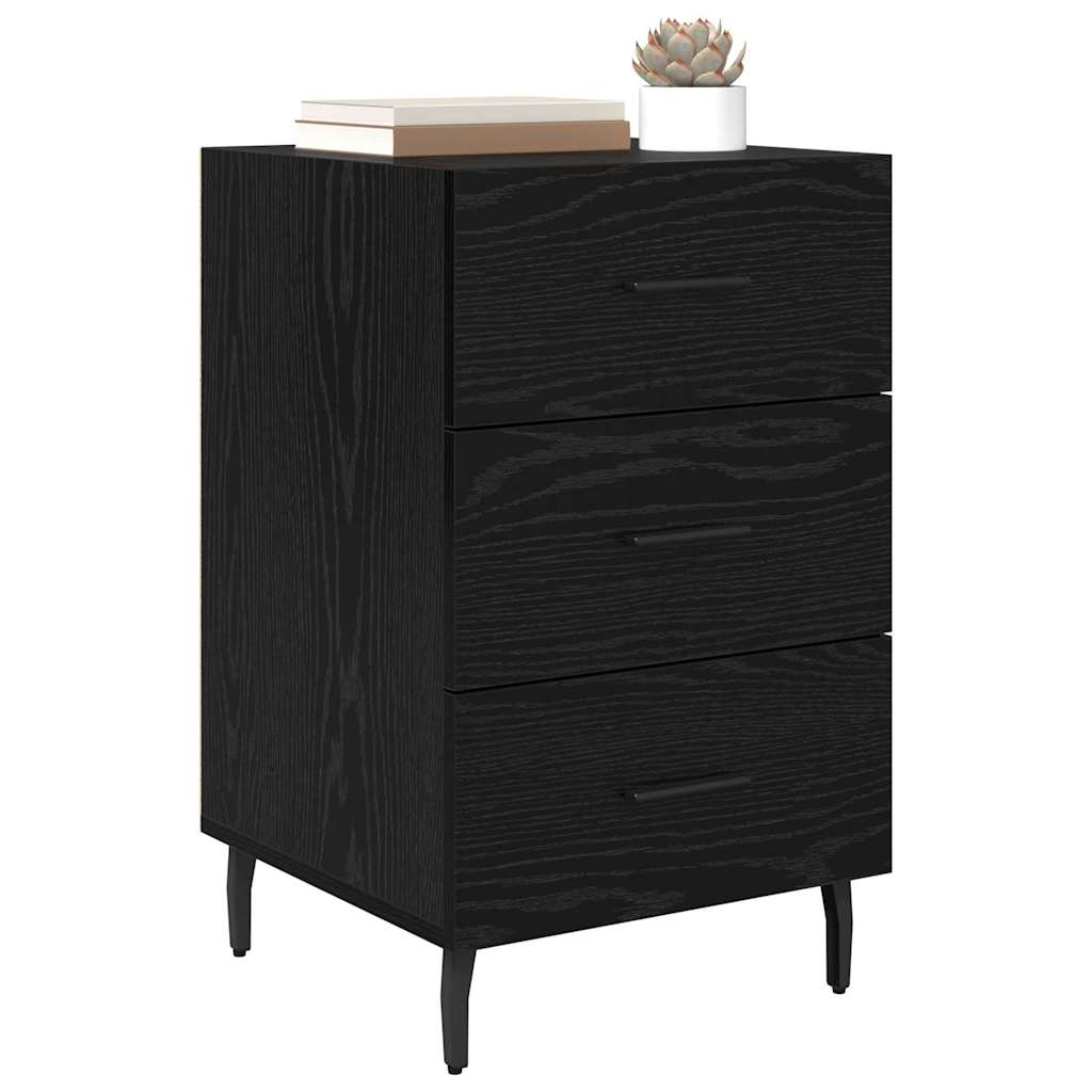 Nachtkastje met lade Zwart Eiken 40 x 40 x 66 cm Bewerkt hout