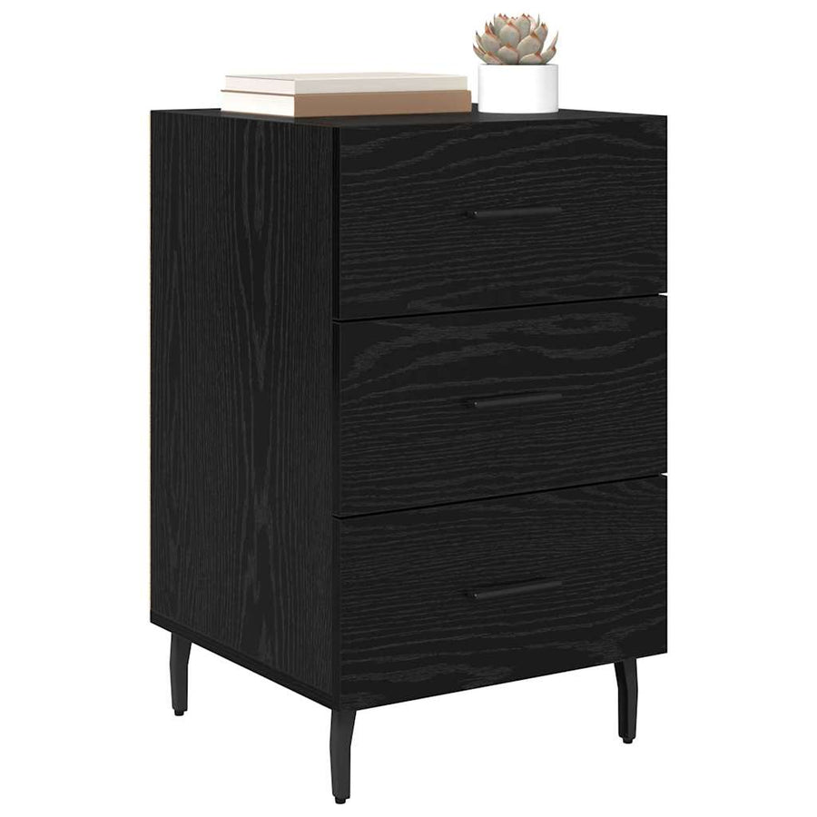 Nachtkastje met lade Zwart Eiken 40 x 40 x 66 cm Bewerkt hout
