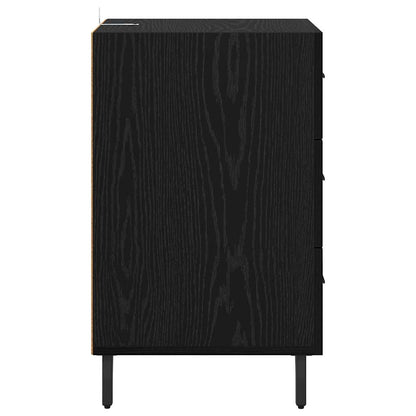 Nachtkastje met lade Zwart Eiken 40 x 40 x 66 cm Bewerkt hout