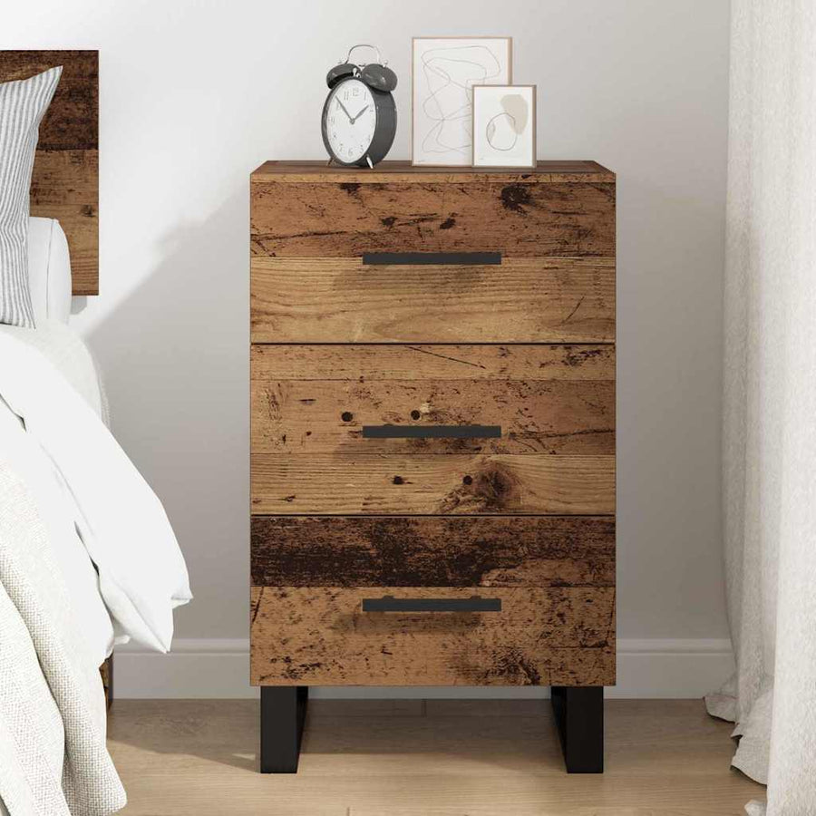 Nachtkastje met lade Oud Hout 40 x 40 x 66 cm Bewerkt hout