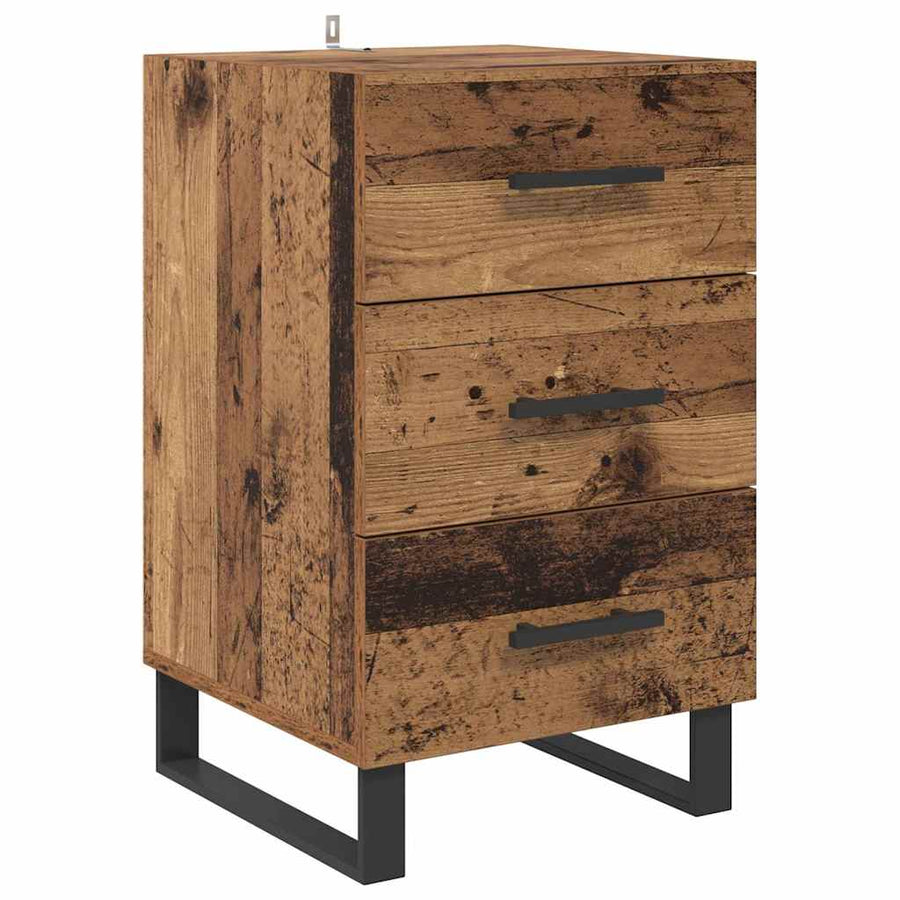 Nachtkastje met lade Oud Hout 40 x 40 x 66 cm Bewerkt hout