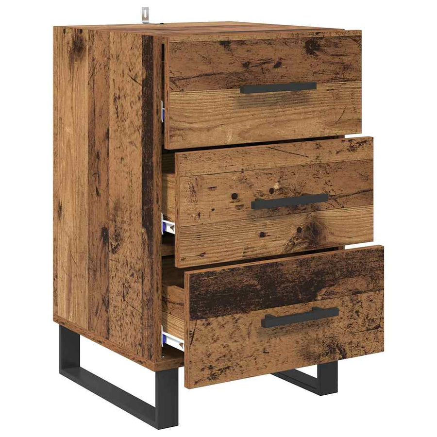 Nachtkastje met lade Oud Hout 40 x 40 x 66 cm Bewerkt hout