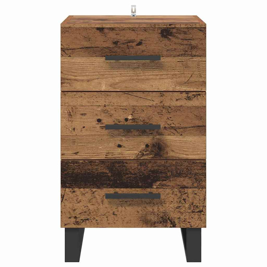 Nachtkastje met lade Oud Hout 40 x 40 x 66 cm Bewerkt hout